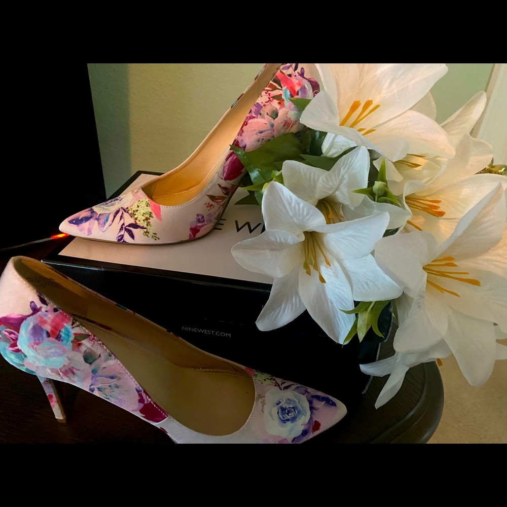 Nine west Pink Floral Heels